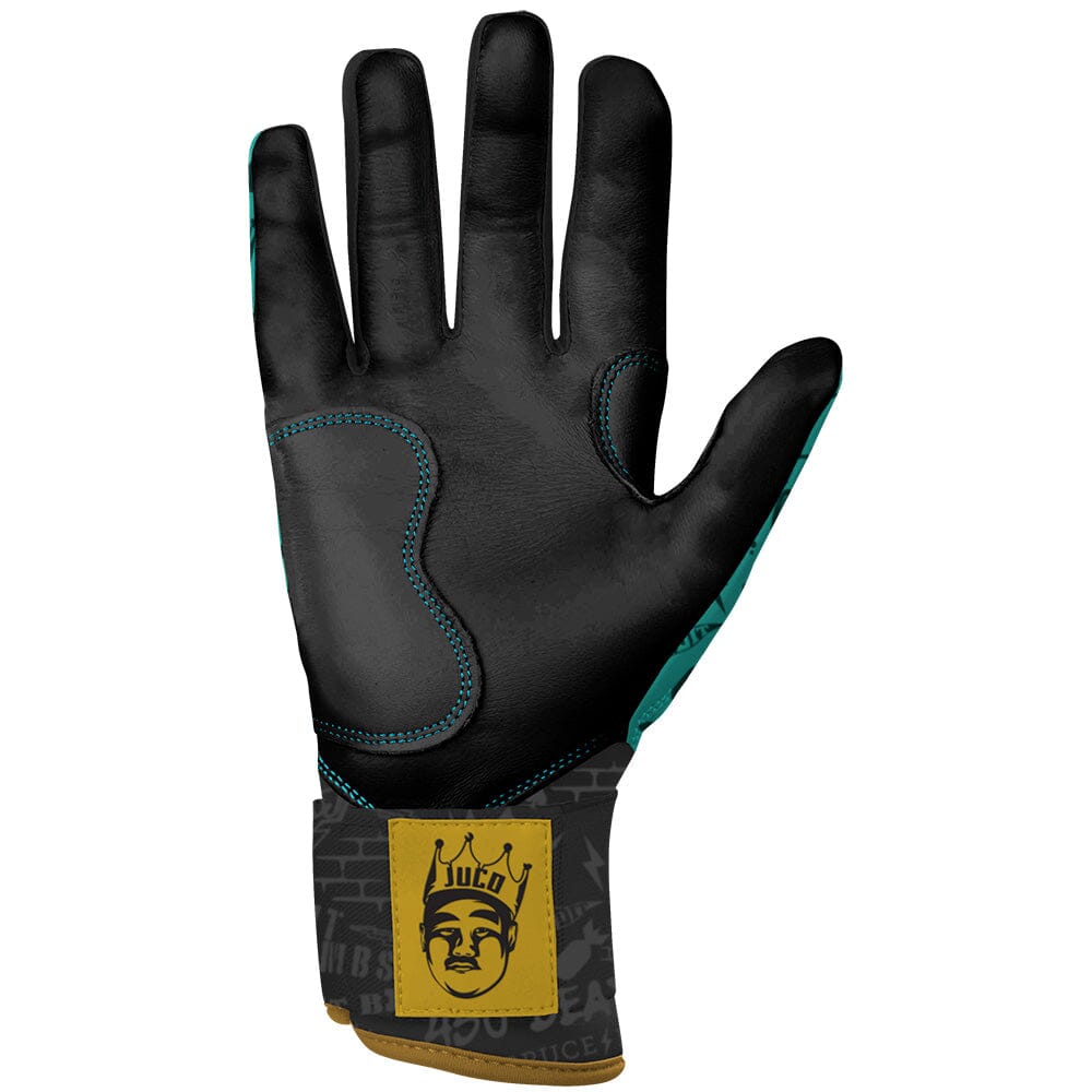 King of JUCO Creator Series Long Cuff Batting Gloves - Mint/Black- quickbuy