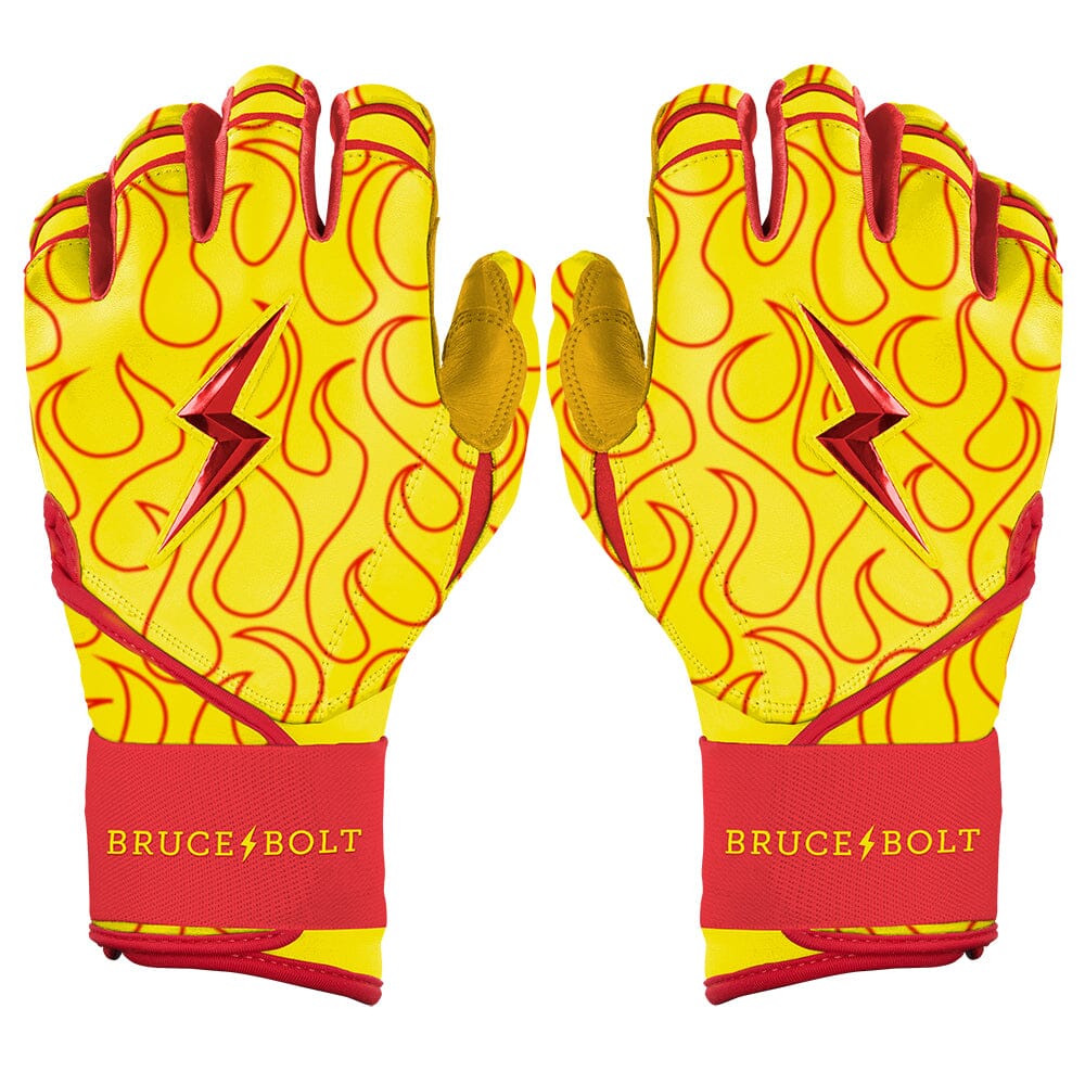 Harrison Bader Signature Series Long Cuff Batting Gloves - Flames- quickbuy