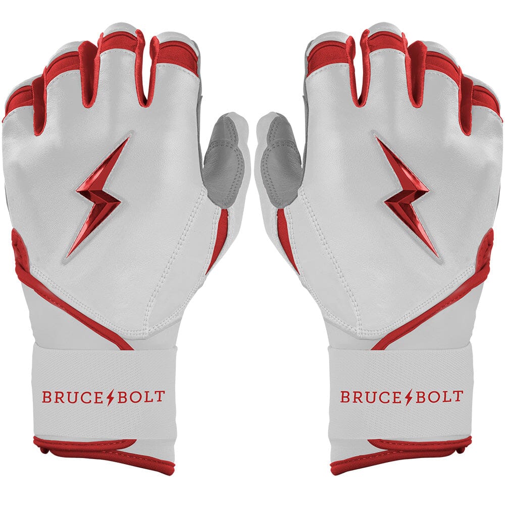 Chrome Series Long Cuff Batting Gloves - Red- quickbuy