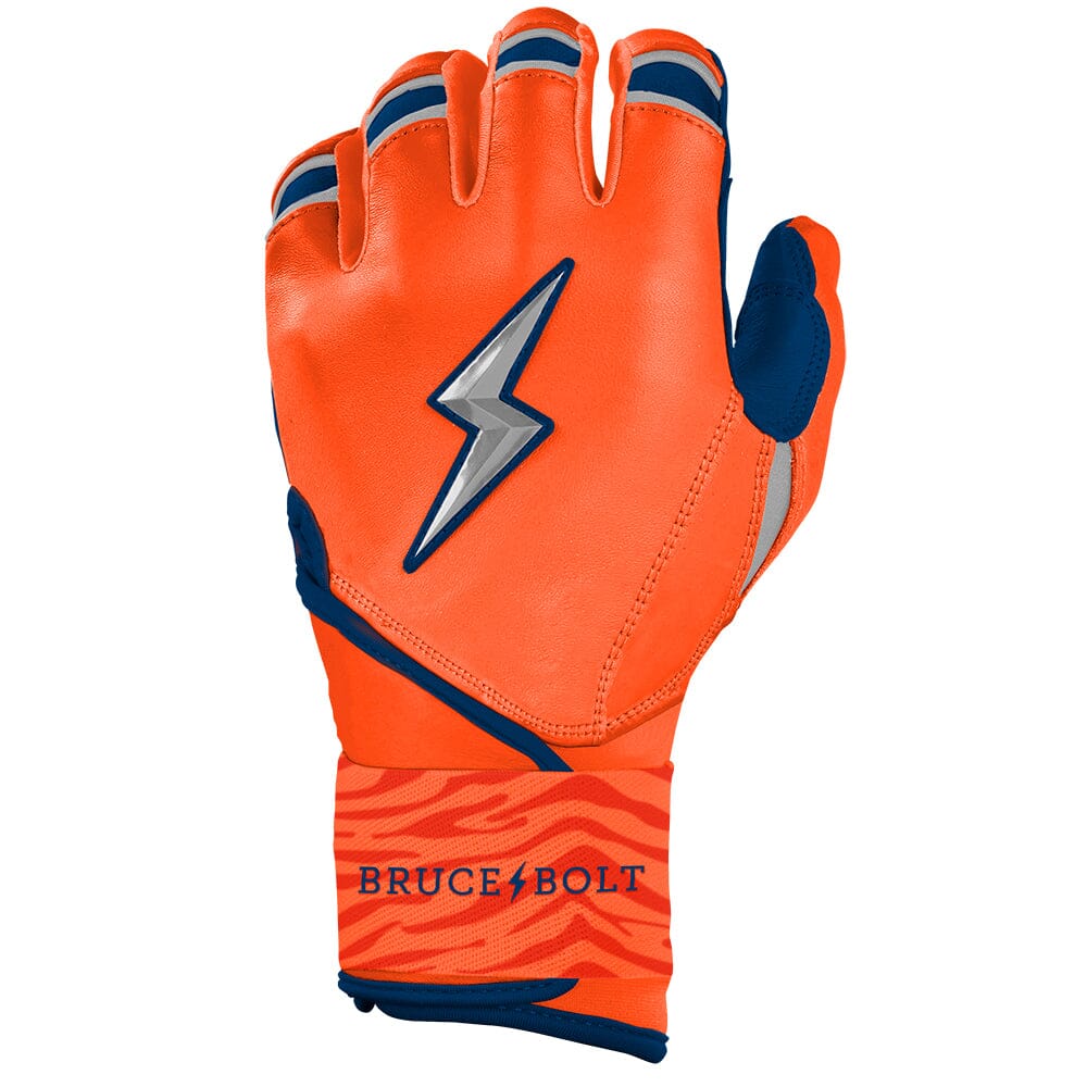 Max Clark Signature Series Long Cuff Batting Gloves - Navy/Orange- quickbuy
