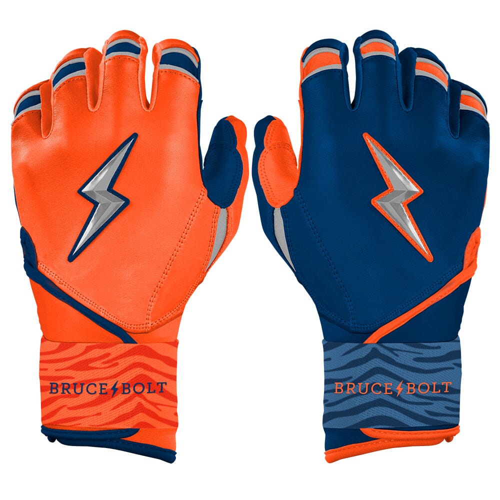 Max Clark Signature Series Long Cuff Batting Gloves - Navy/Orange- quickbuy