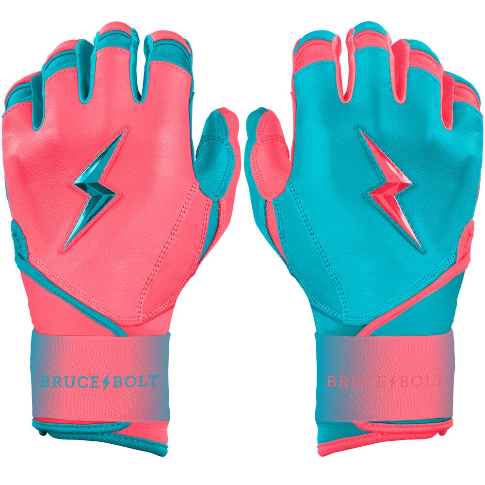 Max Clark Signature Series Long Cuff Batting Gloves - Pink/Teal- quickbuy