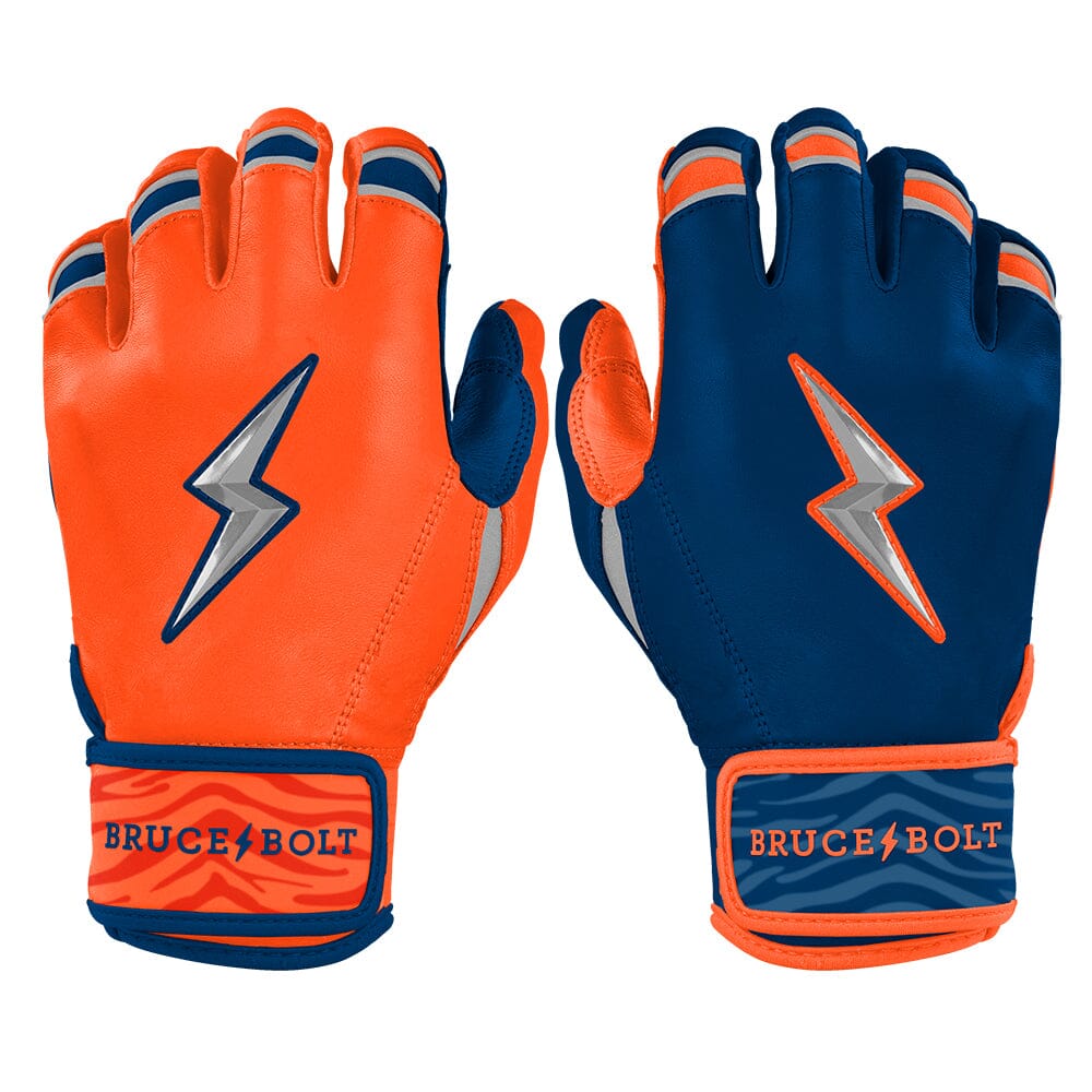 Max Clark Signature Series Short Cuff Batting Gloves - Navy/Orange- quickbuy