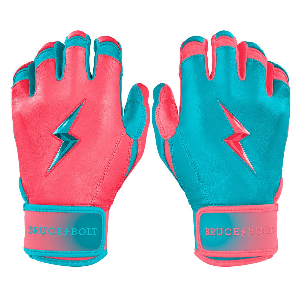 Max Clark Signature Series Short Cuff Batting Gloves - Pink/Teal- quickbuy