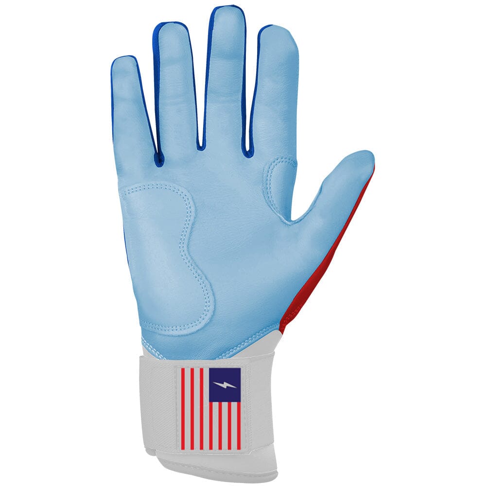 Bear Series Long Cuff Batting Gloves - Red, White & Blue- quickbuy