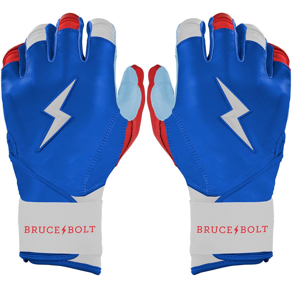 Bear Series Long Cuff Batting Gloves - Red, White & Blue- quickbuy