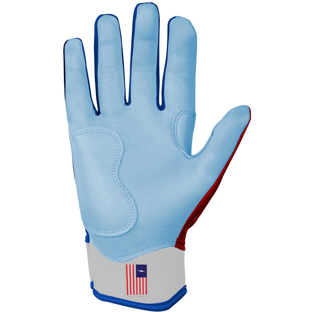 Bear Series Short Cuff Batting Gloves - Red, White & Blue- quickbuy