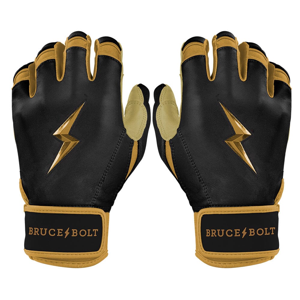 Gold Series Short Cuff Batting Gloves - Black/Gold- quickbuy